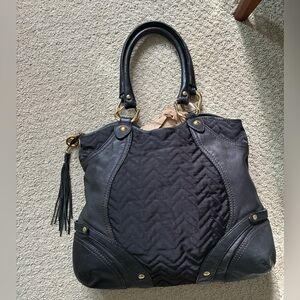 Via Spiga Quilted Leather Shoulder Bag Black
